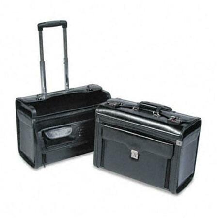 FIVEGEARS Rolling Computer/Catalog Case Leather 19 x 9 x 15-1/2 Black FI40513